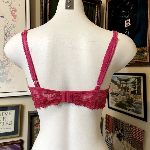 Wacoal Hot Pink Embrace Lace® Floral Lace Mid-Coverage Unlined Underwire Bra 34D - Picture 3 of 6